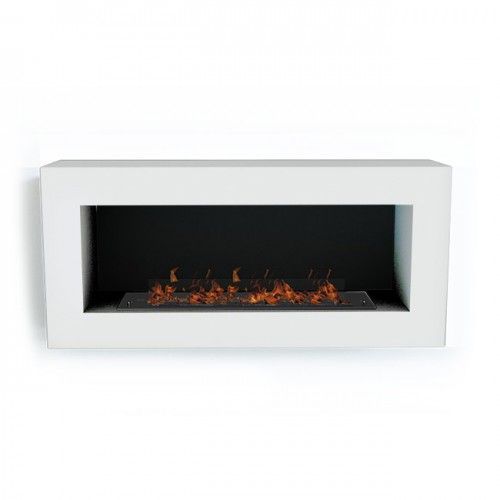 Foyer bioéthanol avec brûleur 720 inox Termobio et caisson mural Biowall blanc TERMOFOC