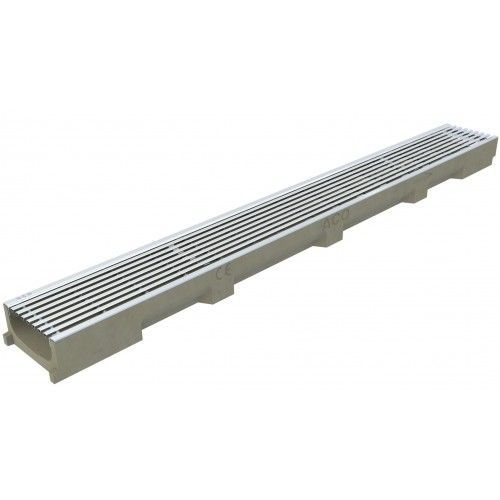 Caniveau Self 100 - avec grilles inox montées - sans pentes - 1000 mm ACO