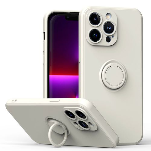 Etui Coque Pour Iphone 7/8 Plus Anneau Intégré Support Magnétique Anti-Choc Bord Droit Coque En Silicone Liquide Pour Téléphone Portable, [Blanc Antique] Anneau Intégré Liquide