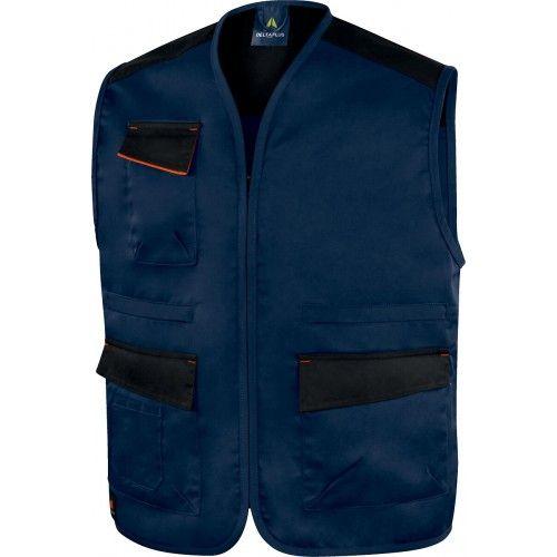 Gilet de travail multipoches sans manches bleu et orange Mach 1 S DELTA PLUS