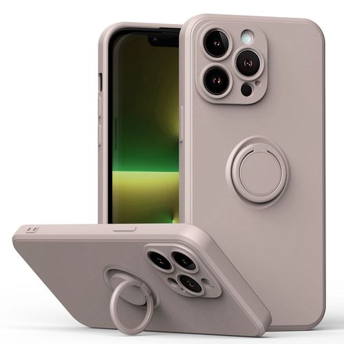 Etui Coque Pour Anneau Intégré Pour Iphone 7/8 Avec Support Magnétique Antichoc En Silicone Liquide A Bord Droit, ? Blanc Cassé ? Anneau Intégré Liquide