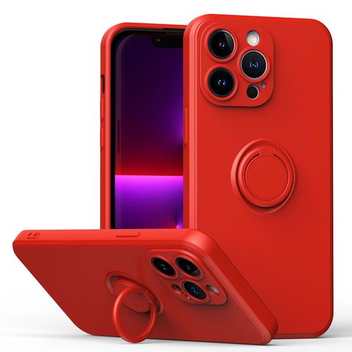 Etui Coque Pour Coque De Téléphone Portable En Silicone Liquide A Bord Droit Antichoc Avec Support Magnétique Pour Iphone Xr, ?Rouge Chaud?Anneau Intégré Liquide