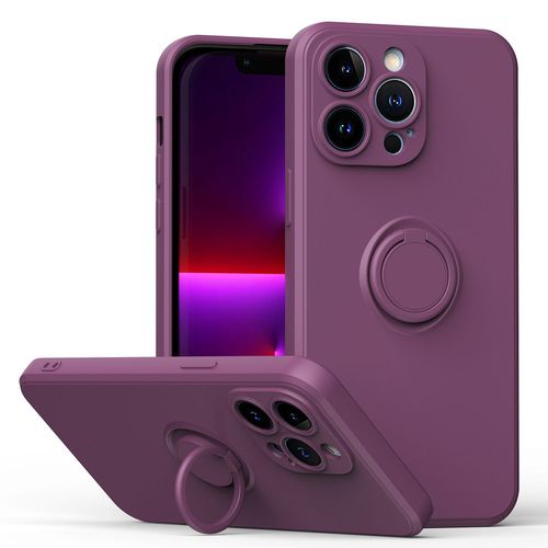 Etui Coque Pour Coque De Téléphone Portable En Silicone Liquide A Bord Droit Anti-Chute Avec Support Magnétique Pour Iphone Xr, [Violet Sakura] Anneau Intégré Liquide