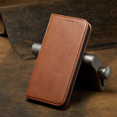 Etui Coque Pour Iphone 14 Flip Holder Wallet Type Magnetic Absorption Anti-Drop Mobile Phone Case,?Marron?Type De Portefeuille En Cuir Véritable