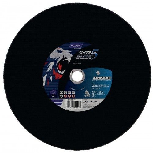 Meules de tronçonnage plate super bleue 5 metal - 356 x 3 x 25.4 mm NORTON