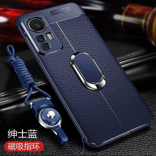 Etui Coque Pour Redmi K50 Supreme Edition Lychee Pattern Magnetic Ring Coque En Silicone Anti-Chute Tout Compris Pour Téléphone Portable, [Gentleman Blue] Motif En Cuir A Motif Litchi + Anneau Avec Laniere