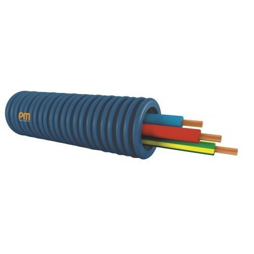 Gaine ICTA préfilée 3x2,5mm² - Ø20mm - HO7V-U - bleu-rouge-vert/jaune - couronne 100m PM PLASTIC MATERIALS