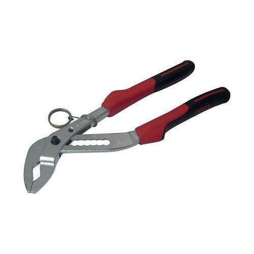 Pince multiprise bi-matière à bouton poussoir avec clip en inox SAM OUTILLAGE