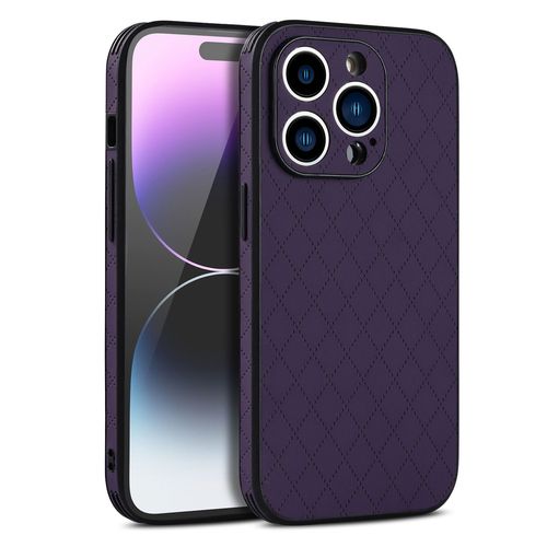 Etui Coque Pour Coque Pour Iphone Xr Rhombus Tout Compris Anti-Chute En Silicone Souple Sensible A La Peau,?Violet Foncé?Rhombus A Quatre Bords