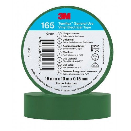 Ruban adhésif pour isolation électrique - Temflex 165 - vert 3M
