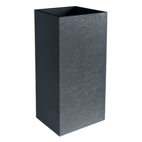 Pot Carré Haut Graphit - Anthracite - 39.5x39.5x80 31l - Eda Plastiques - Intérieur Et Extérieur