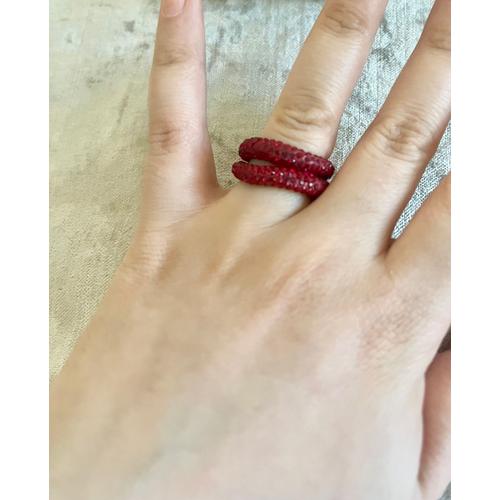 ¿Ensemble De Bagues Swarovski En Cristaux Rouges Étincelants