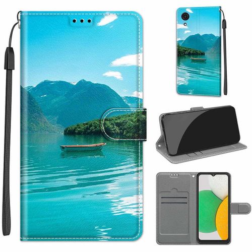 Saturcase Coque Pour Samsung Galaxy A03 Core, Beau Pu Cuir Magnétique Flip Portefeuille Support Porte-Carte Dragonne Protecteur Housse Étui Pour Samsung Galaxy A03 Core (Dy-28)