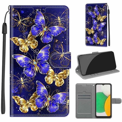 Saturcase Coque Pour Samsung Galaxy A03 Core, Beau Pu Cuir Magnétique Flip Portefeuille Support Porte-Carte Dragonne Protecteur Housse Étui Pour Samsung Galaxy A03 Core (Dy-26)