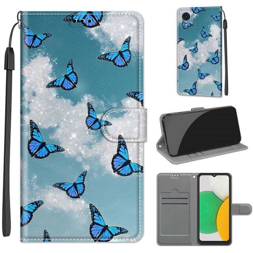 Saturcase Coque Pour Samsung Galaxy A03 Core, Beau Pu Cuir Magnétique Flip Portefeuille Support Porte-Carte Dragonne Protecteur Housse Étui Pour Samsung Galaxy A03 Core (Dy-24)