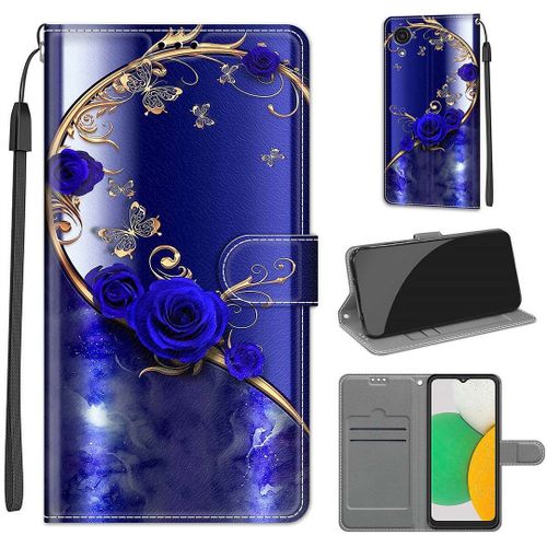 Saturcase Coque Pour Samsung Galaxy A03 Core, Beau Pu Cuir Magnétique Flip Portefeuille Support Porte-Carte Dragonne Protecteur Housse Étui Pour Samsung Galaxy A03 Core (Dy-22)