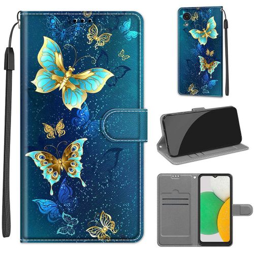 Saturcase Coque Pour Samsung Galaxy A03 Core, Beau Pu Cuir Magnétique Flip Portefeuille Support Porte-Carte Dragonne Protecteur Housse Étui Pour Samsung Galaxy A03 Core (Dy-21)