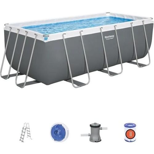 BESTWAY Piscine hors sol Power Steel 412 x 201 x 122 cm, filtre a cartouche, échelle, diffuseur Chemconnect