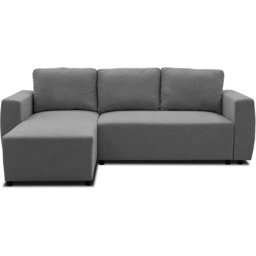 Canapé D'angle Convertible Réversible 3 A 4 Places - Pharell - Tissu Anthracite - Coffre De Rangement - L 224 X P 155 X H 85 Cm