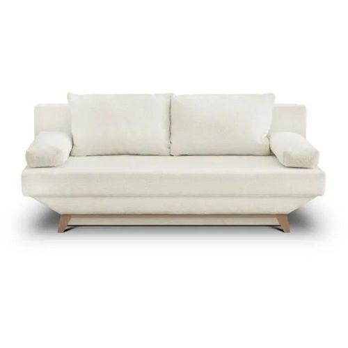 Banquette Convertible 3 Places Teijo - Tissu Bouclette Beige - Coffre De Rangement - L187 X P91x H82 Cm