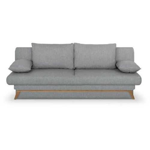 Banquette Convertible - 3 Places - Naoto - Tissu Gris Clair - Coffre De Rangement - 202 X 98 X 98 Cm