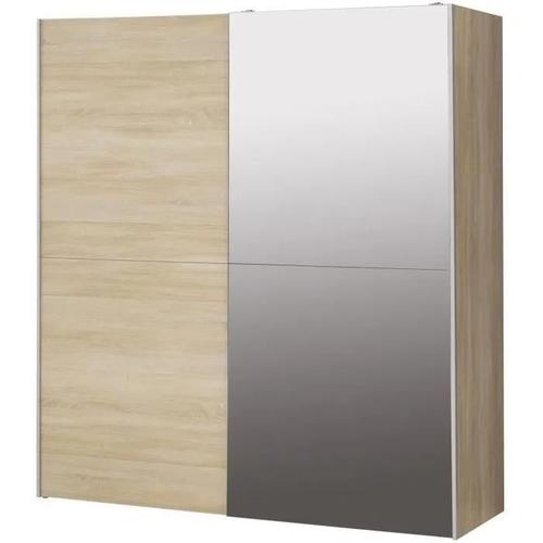 Ulos Armoire 2 Portes Coulissantes Miroir - Chene Sonoma - L 170,3 X P 61,2 X H 190,5 Cm