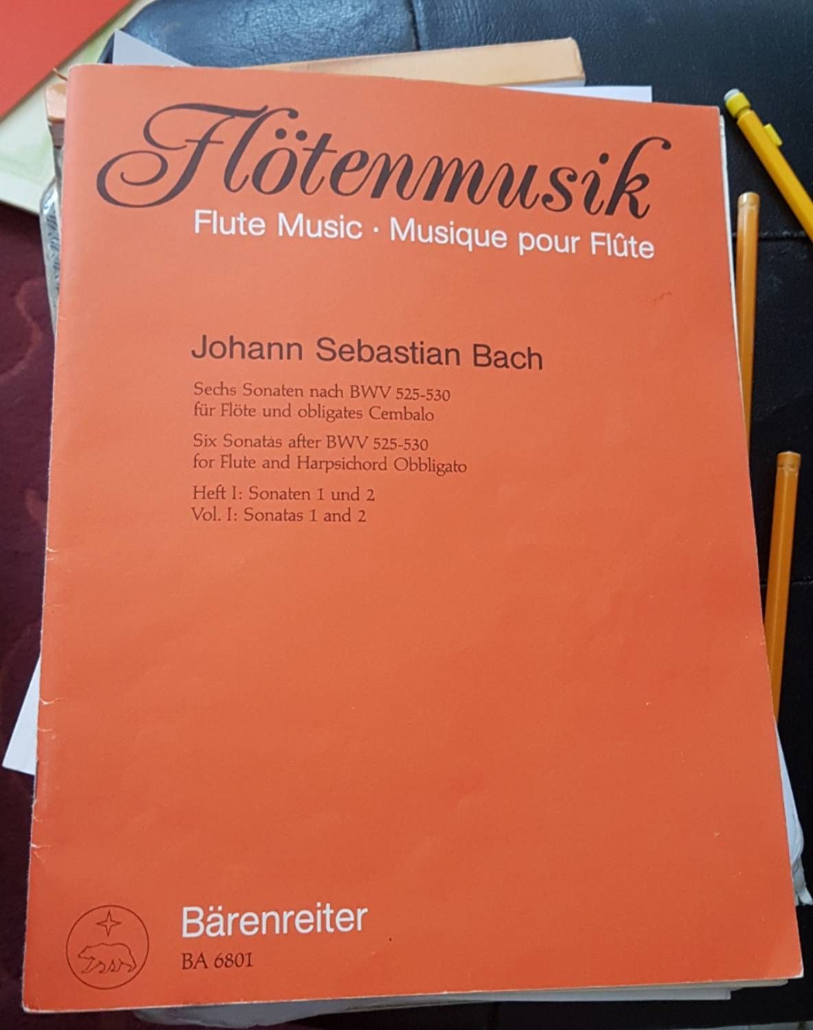 Bach  Musique Pour Flute Six Sonates Bwv 525 530pour Harpe Et Pour Cembalo Et Sonate 1 Et 2  Barenreiter 