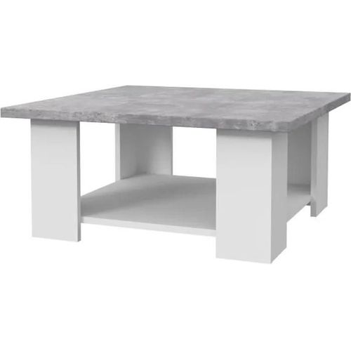 Pilvi Table Basse - Blanc Et Béton Gris Clair - L 67 X P 67 X H 31 Cm