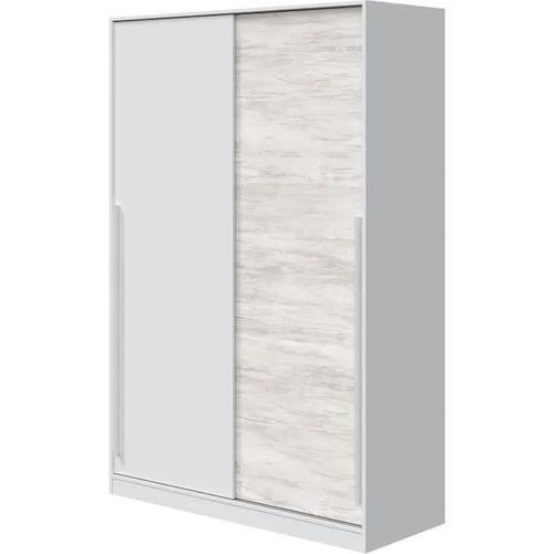 Armoire Penderie Mya Avec Portes Coulissantes L120 X H200cm - Blanc / Bois