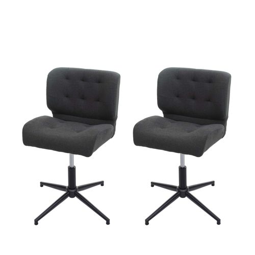2x Chaise De Salle À Manger Hwc-H42, Pivotante, Réglable En Hauteur   Tissu, Gris Foncé, Pied Noir