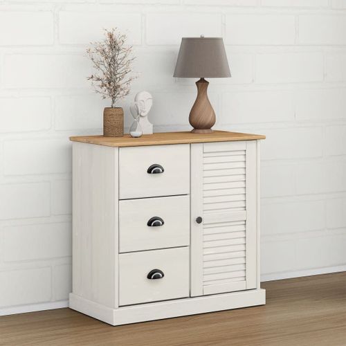 Vidaxl Buffet Avec Tiroirs Vigo 78x40x75 Cm Blanc Bois Massif De Pin