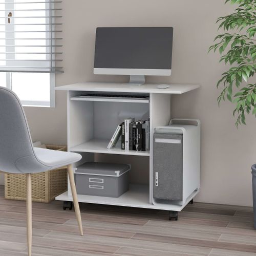 Vidaxl Bureau D'ordinateur Blanc 80x50x75 Cm Bois D'ingénierie