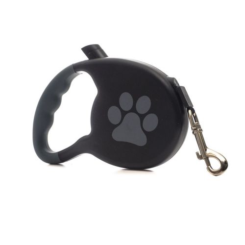 Laisse Avec Sangle Rétractable, Nylon 7,5 M, Poignée Pp, Pour Chien Maximum 45 Kg, Noir - Zamibo