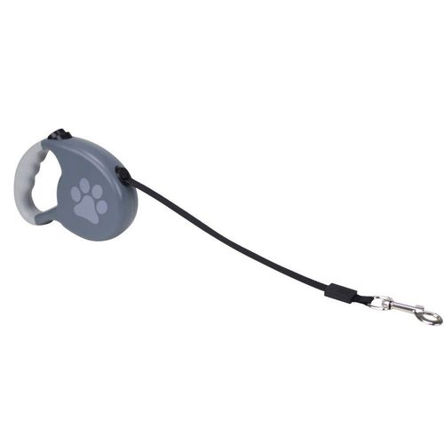 Laisse Avec Sangle Rétractable, Nylon 3 M, Poignée Pp, Pour Chien Maximum 10 Kg, Gris - Zamibo