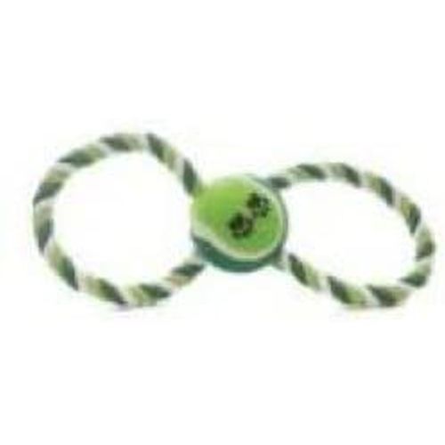 Corde Forme 8, 25x8 Cm, Balle Tennis 6 Cm, Vert Bleu - Jouet Pour Chien - Zamibo
