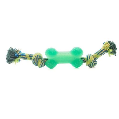 Corde 25 Cm, Os Caoutchouc Résistant 10 X 5,5 Cm, Vert - Jouet Pour Chien - Zamibo