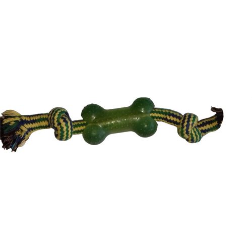 Corde 25 Cm, Os Caoutchouc Résistant 10 X 5,5 Cm, Kaki - Jouet Pour Chien - Zamibo