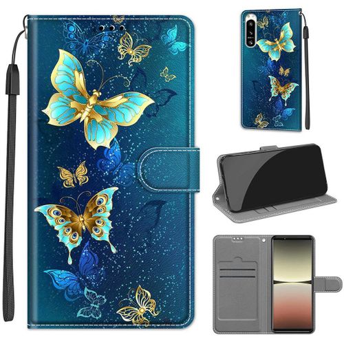 Saturcase Coque Pour Sony Xperia 5 Iv 2022, Beau Pu Cuir Magnétique Flip Portefeuille Support Porte-Carte Dragonne Protecteur Housse Étui Pour Sony Xperia 5 Iv 2022 (Dy-21)