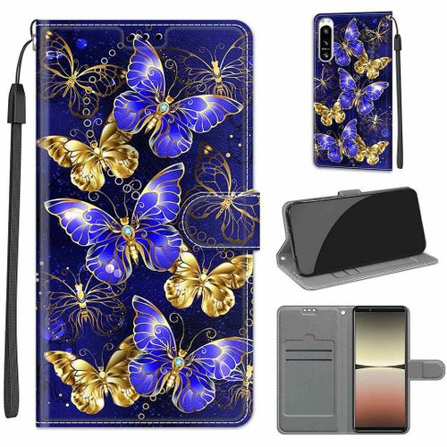Saturcase Coque Pour Sony Xperia 5 Iv 2022, Beau Pu Cuir Magnétique Flip Portefeuille Support Porte-Carte Dragonne Protecteur Housse Étui Pour Sony Xperia 5 Iv 2022 (Dy-26)