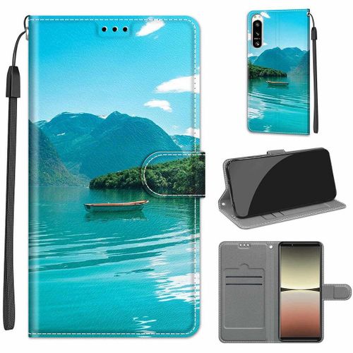 Saturcase Coque Pour Sony Xperia 5 Iv 2022, Beau Pu Cuir Magnétique Flip Portefeuille Support Porte-Carte Dragonne Protecteur Housse Étui Pour Sony Xperia 5 Iv 2022 (Dy-28)