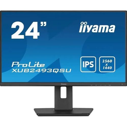 iiyama ProLite XUB2493QSU-B5 - Écran LED - 24" (23.8" visualisable) - 2560 x 1440 WQHD @ 60 Hz - IPS - 300 cd/m² - 1000:1 - 4 ms - HDMI, DisplayPort - haut-parleurs - noir mat