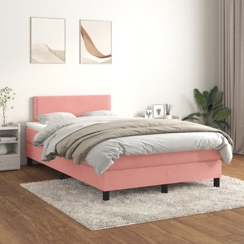 Vidaxl Lit À Sommier Tapissier Avec Matelas Rose 120x200 Cm Velours