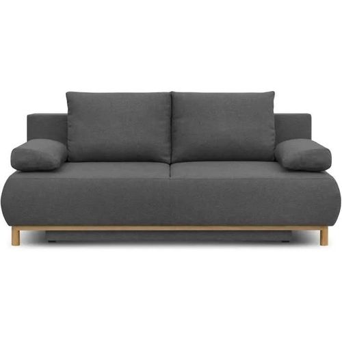 Banquette Convertible 3 Places Mika - Tissu Gris - Coffre De Rangement - L 192 X H 84 X P 93 Cm