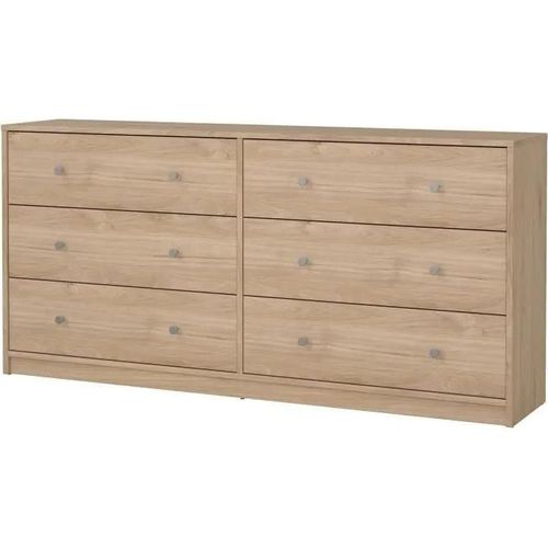 Commode Oregon 2x 3 Tiroirs - Décor Chene - L 143 X P 30 X H 68 Cm