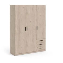 Armoire Vega - Décor Gris Anthracite - 3 Portes + 3 Tiroirs - L 147 X P 49,6 X H 200,4 Cm