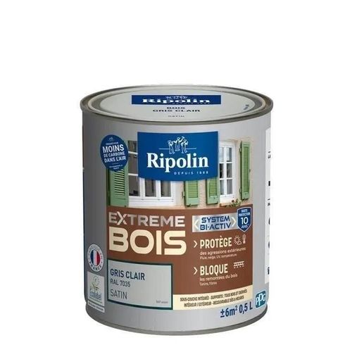 Peinture Ripolin EXTREME BOIS microporeuse satin 0L5 gris clair