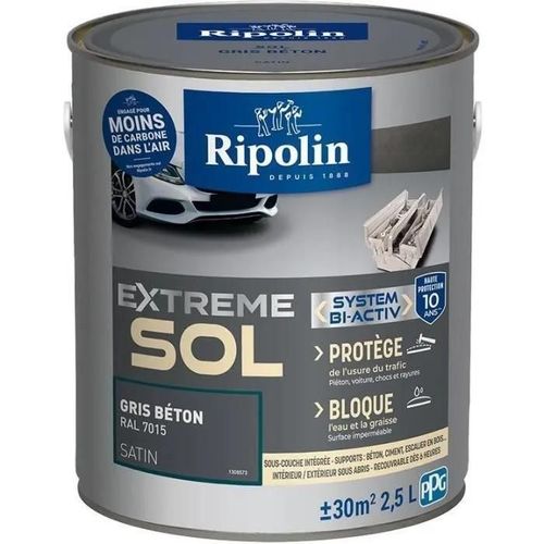 Peinture sol haute résistance satin gris béton 2.5L Ripolin