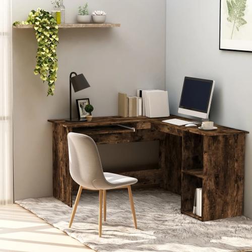 Vidaxl Bureau D'angle Chêne Fumé 120x140x75 Cm Bois D'ingénierie