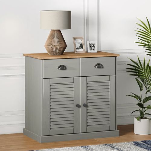 Vidaxl Buffet Avec Tiroirs Vigo 78x40x75 Cm Gris Bois Massif De Pin