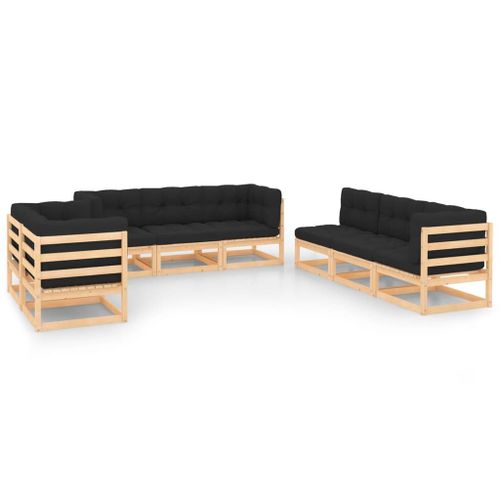 Vidaxl Salon De Jardin 8 Pcs Avec Coussins Bois De Pin Massif